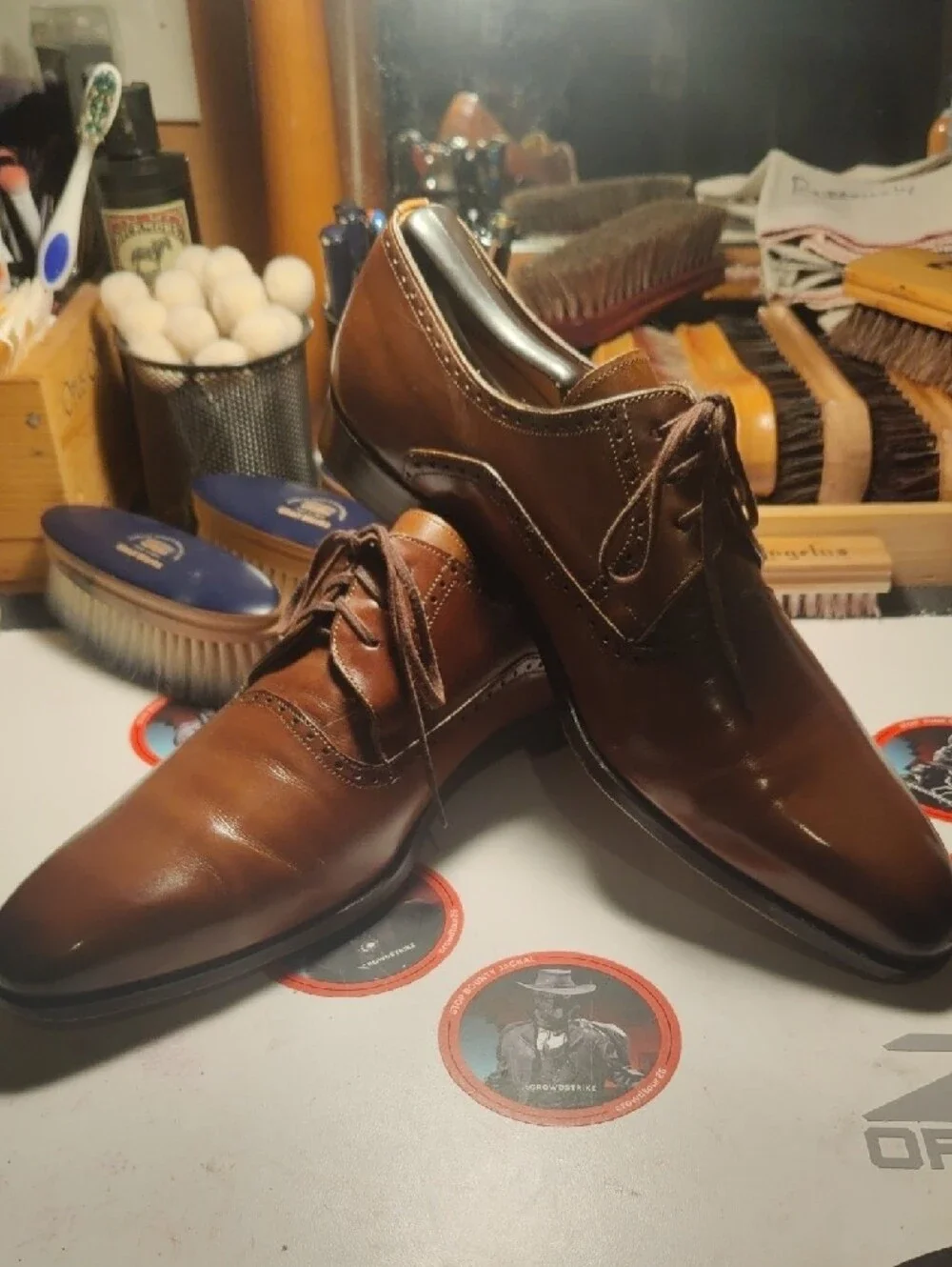 Mezlan Brown Leather Derby Oxfords